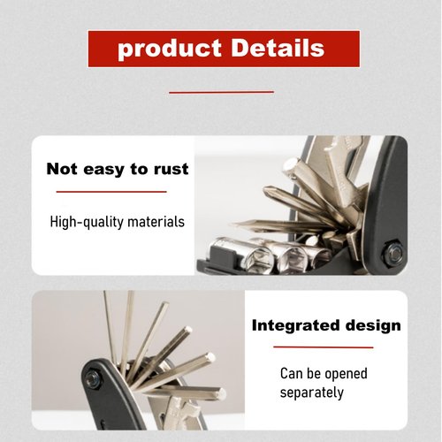 Bike Tool Kit, 16 in 1 Bike Multitool, Fold Bicycle Tool Kit, Mountain Bike Repair Kit, Routine Maintenance and Emergency Repairs