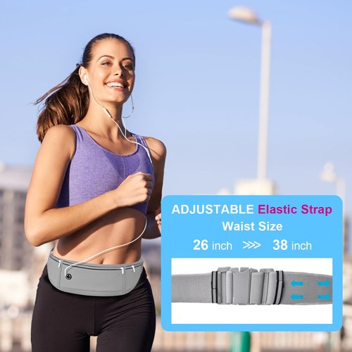 JUCURRI Slim Running Belt for Women Men,Runners Fanny Pack Phone Holder,Money Belt,Running Gear Accessories,with 3 Pockets(Black)