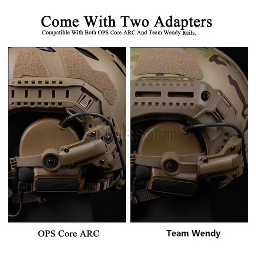 SINAIRSOFT Tactical Helmet ARC Rail Adapter Headsets Rail Mount Bracket Kit with 360°Rotation for Airsoft Games Ear Protection Helmet Mount Accessories (Camouflage Black)