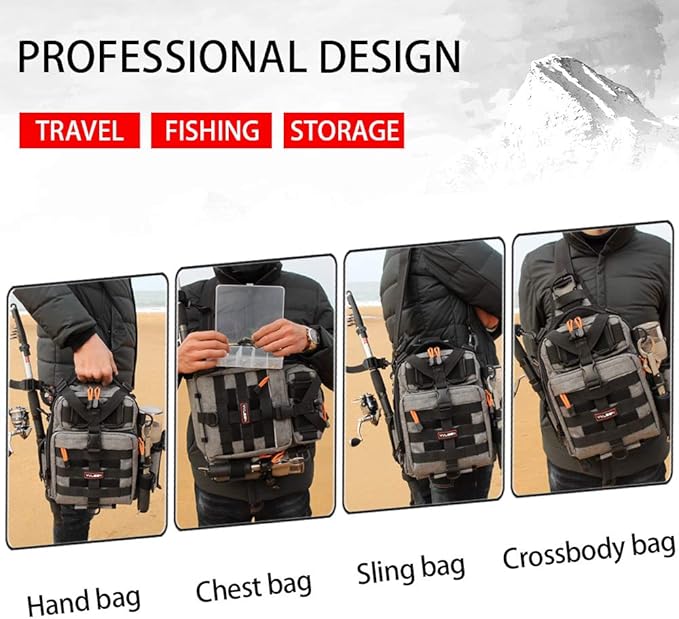 YVLEEN Fishing Tackle Backpack Storage Bag, Water-Resistant Fishing Backpack with Rod Holder, Gift for Men