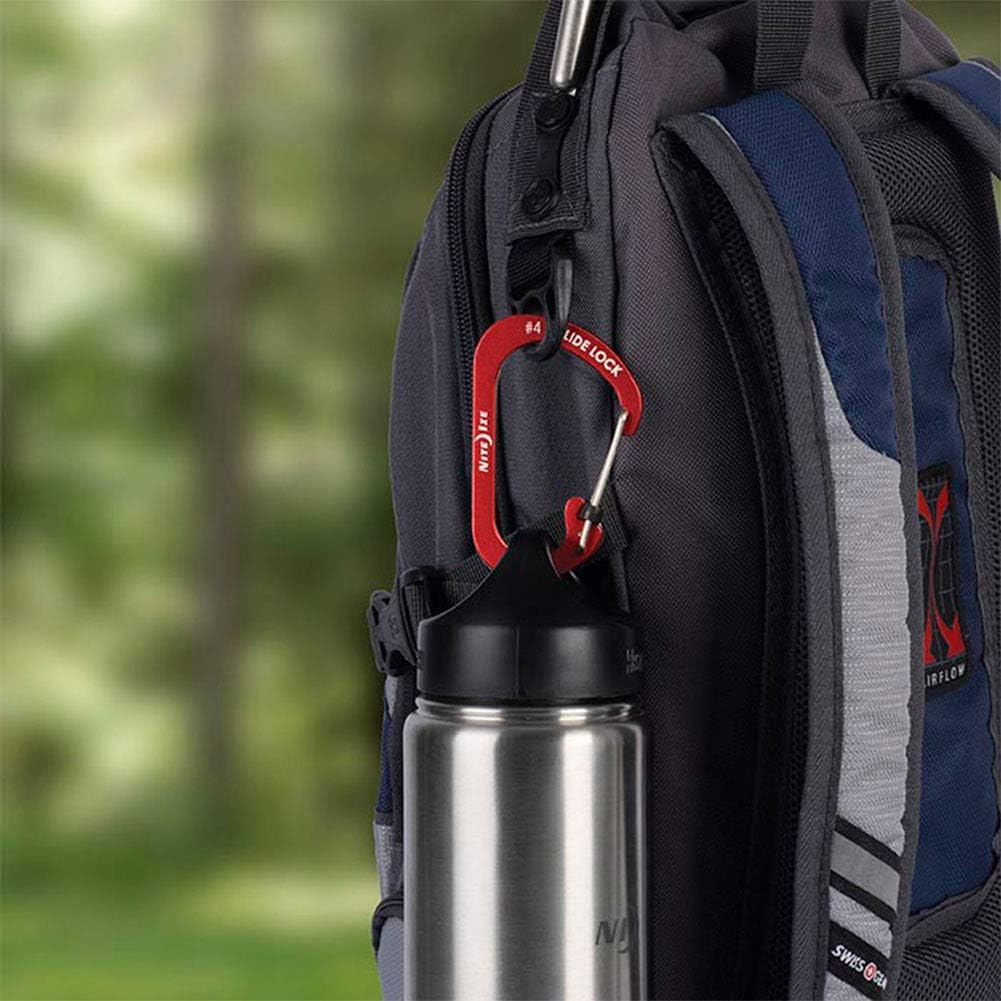 Nite Ize Size-3 S-Biner SlideLock Carabiner, Locking Carabiner Key Chain, Aluminum, Red