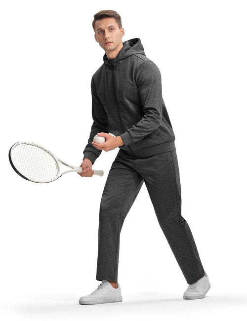 Gopune Men's Tracksuit 2 Pieces Set Hoodie Sweatsuits Full Zip Athletic Jogging Suits Long Sleeve Casual Sports Outfits,Deep Grey,2XL