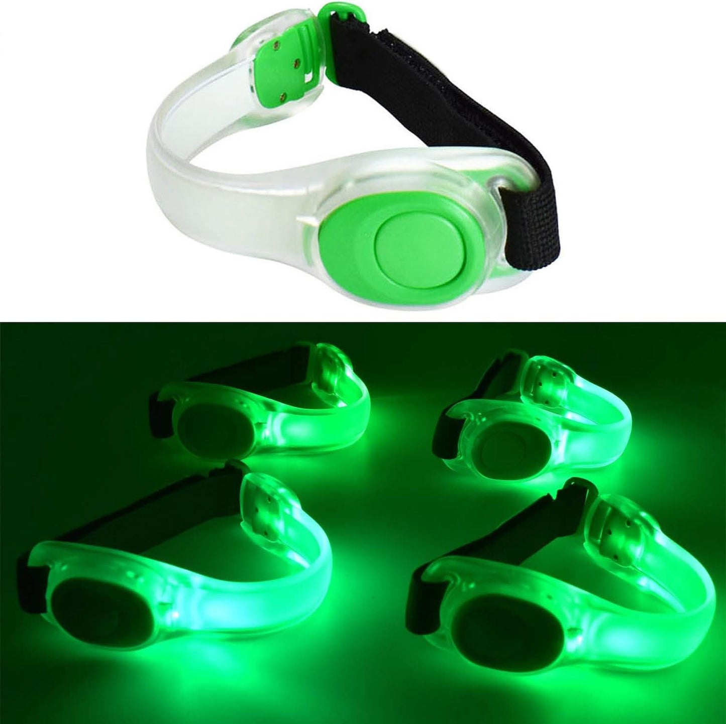 Premium LED Light Up Armband, Reflective Adjustable Wearable Silicone Running Belt Strap/Waterproof Glow in The Dark for Running Jogging Walking Cycling Concert Camping Outdoor Sports