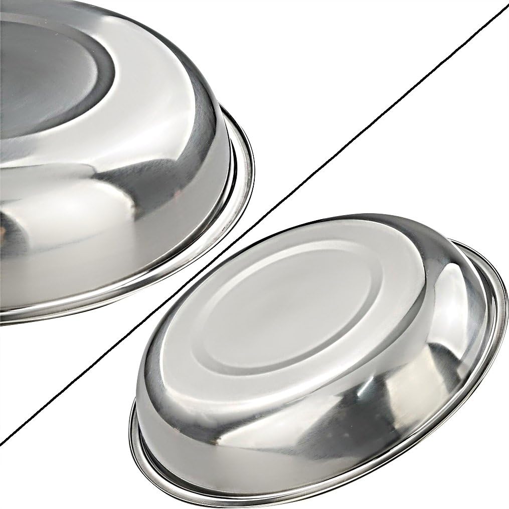 Morcte Stainless Steel Round Plates Dish Set for Dinner Plate, Outdoor Camping, BBQ, Set of 4