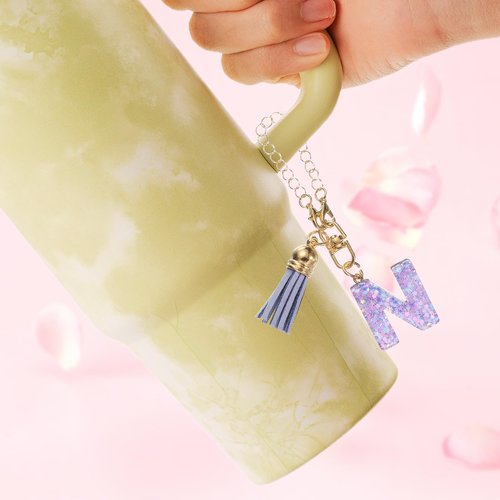 PATIKIL Letter Charm Accessories for Stanley Tumbler Cup, Letter O Keychain Handle Charm Cute Initial Letter with Tassel for Women Tumbler Cup Handle, Purple