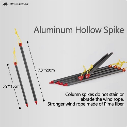 3F UL Gear 6/10PCS Lightweight Camping Tent Stakes, 5.9/7.8'' Hollow Aluminum Alloy Tent Pegs Ground Stakes, Essential Camping Accessories for Camping, Garden, Hiking (15cm-6pcs)