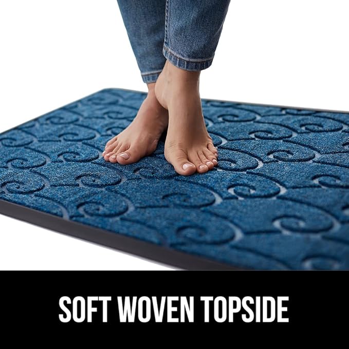 GORILLA GRIP 100% Waterproof All-Season WeatherMax Doormat, 72x24 Runner, Durable Natural Rubber, Stain and Fade Resistant, Low Profile, Indoor Outdoor Door Mats, Easy Clean Mat, Ocean Blue Waves