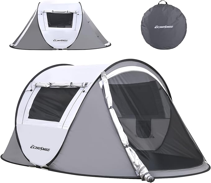 EchoSmile Camping Instant Pop Up Tent, 2/4/6/8/10 Person, Water Resistant Dome, Easy Setup for Camping Hiking and Outdoor, Portable with Carry Bag, 3 Season