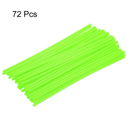 HARFINGTON 72pcs Spoke Skins Covers 0.2" Plastic Universal Dirt Bike Spoke Skin Wraps Bicycle Motorcycle Cycling Wheel Decoration Protector Spokes for 8"-21" Rims, Fluorescent Green