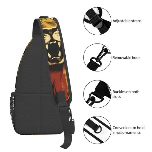PVTIONXIE Rastafarian Lions Sling Backpack for Women Men, Chest Bag Daypack Crossbody for Travel Sport Running Hiking