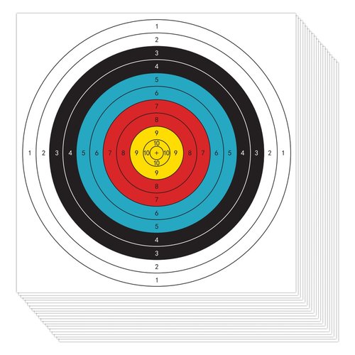 THREE ARCHERS 31.5x31.5In Archery Targets for Backyard Upgrade 120g Thicker Target Paper 15pcs Folded Packing Hunting & Archery Target (10 Rings) (Rolled up packing-15pcs)