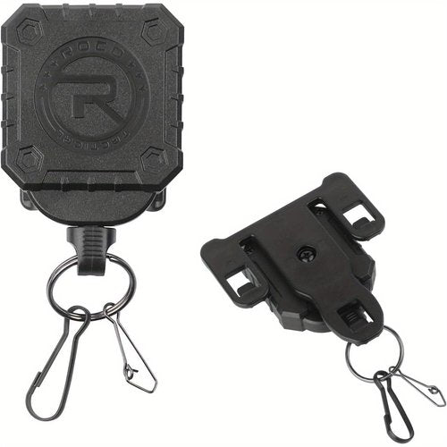 Military Tactical Gear Retractor, Molle Tactical Gear Tether, and a Retractable Key/Multi-Tools Holder (Black)