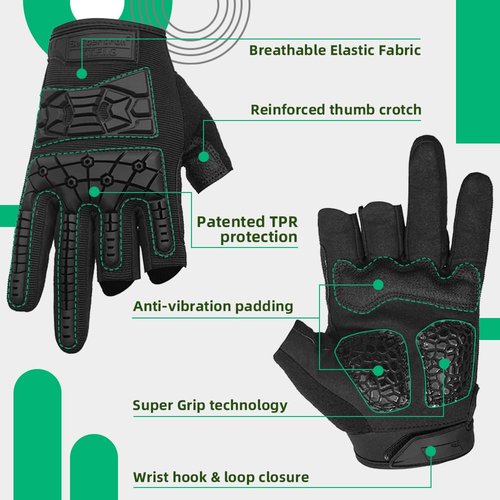 Seibertron T.T.F.I.G 2.0 Men's Tactical Gloves Flexible Rubber Knuckle Protective for Hunting Hiking Airsoft Paintball Motorcycle Motorbike Riding Outdoor Gloves Black XXS