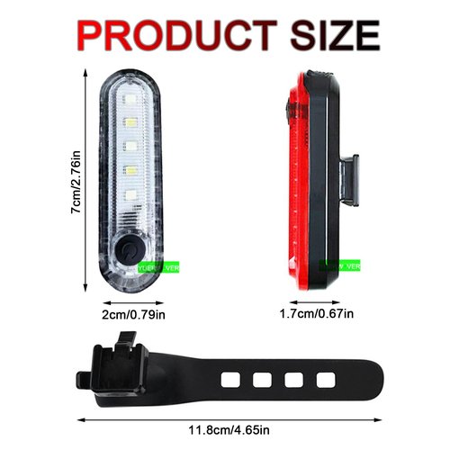2 Pack USB Rechargeable LED Bike Tail Light Bicycle Rear Cycling Night Essential Reflector Seat Back Safety Lamp 4 Modes Waterproof Bright Warning Flash MTB Light for Men Women Kids (White)