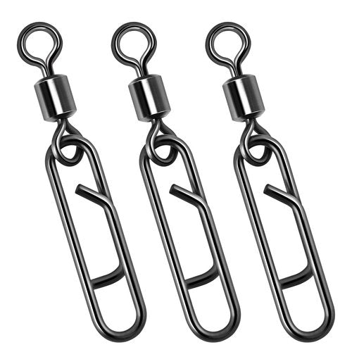 Dr.Fish 20 Pack Fishing Clips with Swivels, Speed Power Clips with Barrel Swivels Quick Change Lure Snap Swivels Fishing Tackle Leader Line Connector for Freshwater & Saltwater 8#