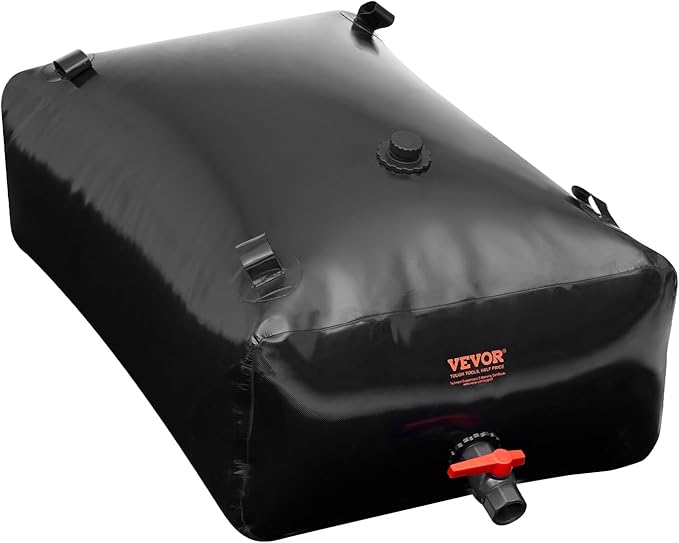 VEVOR 330L/87.17 Gallon Water Storage Bladder, RV Water Tank, 1000D PVC Collapsible Water Storage Containers, Large Capacity Soft Water Bag, Portable Water Bladder,Camping, Emergency Water Supply