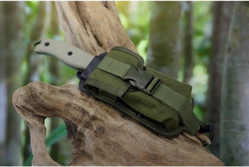 ESEE Sheath Accessory Pouch - Compatible with Models 5/6 - Made in USA (Long, Khaki)