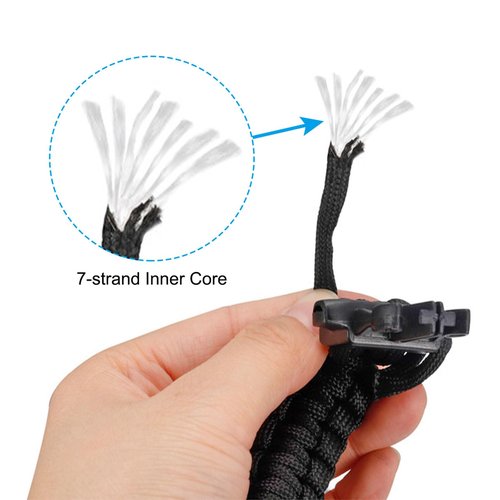 PATIKIL Survival Paracord Bracelets, 2 Pack Braided Bracelet with U-shaped Stainless Steel Buckle Party Favors Camping Gifts Outdoor Wraps for Men, Black