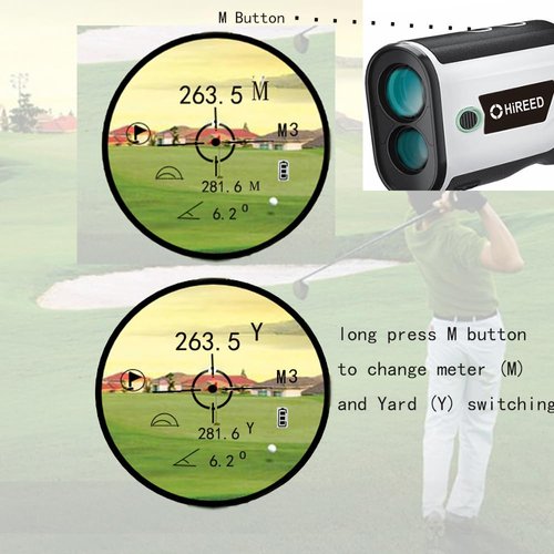 HiREED Golf Rangefinder with Slope 1200 Yards Laser Range Finder Golf Continuous Scan Flag Lock Vibration, 7X Magnification Strong Magnet USB Rechargeable Range Finders with Magnet Stripe