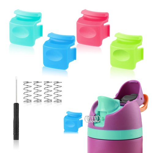 Gosknor 4pcs Replacement Button Compatible with Owala FreeSip 24oz 32oz, 4 Colors Water Bottle Lid Mouth Push Switch Top Cap Seal Stopper Replacement Parts for Owala 16/19/24/32/40oz Accessories