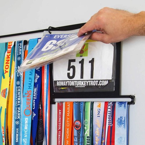 Gone For a Run Deluxe BibFOLIO+ Race Bib & Medal Display | Wall Mounted Medal Hanger | Display Over 100 Medals & 200 Race Bibs