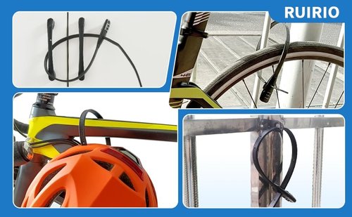 Zip Tie Lock Adjustable Cable Lock for Kids Bike, Fridge, Scooter, Bike Rack, Cabinets, Drawers, Gates, Fences, Helmet,Toolboxes, Lightweight Bicycle Lock, 2 Pack (Black)
