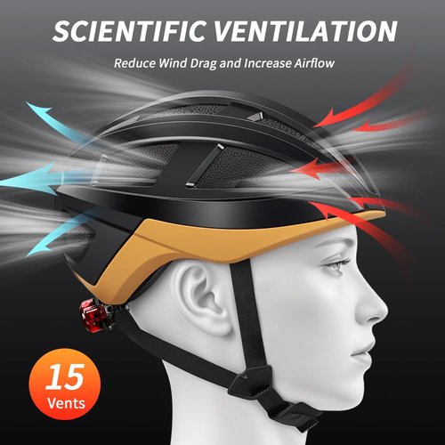Bike Helmet with Tail Light, Bicycle Helmet Light 100LM Rear LED Safety Warning Helmet Lights for Night Riding, Rechargeable E-Bike/Skateboard/Scooter Helmet Lights, Adult Lightweight Cycling Helmets