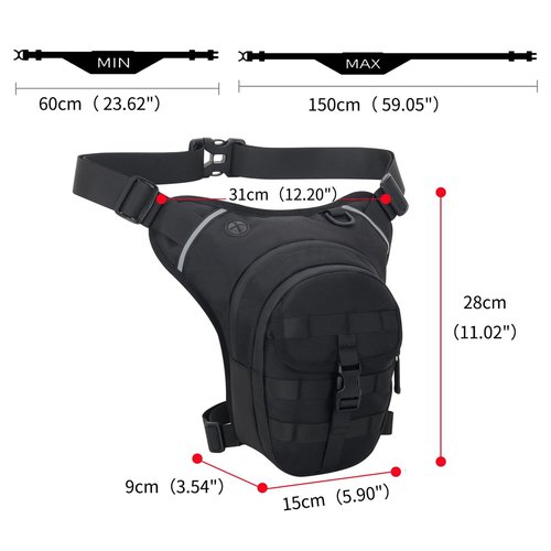 ADRUOX Motorcycle Leg Bag, Thigh Bag With Leg Strap, Multifunctional Storage, Drop Leg Bag for Motorcycle, Bicycle, Horse Riding, Hiking, Camping, Fishing, Hunting, Outdoor Travel (black)