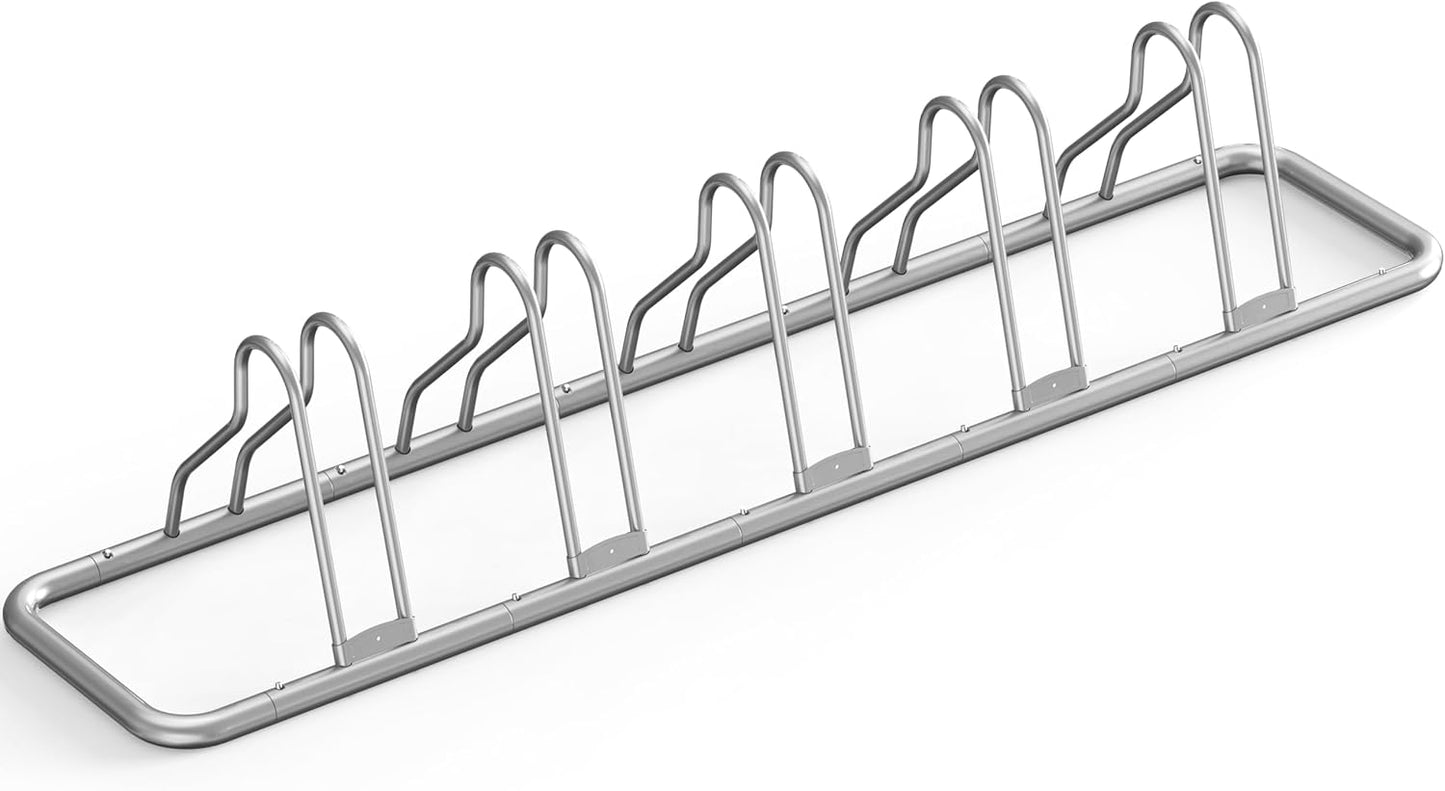 Simple Houseware 5 Bike Bicycle Floor Parking Adjustable Storage Stand, Silver