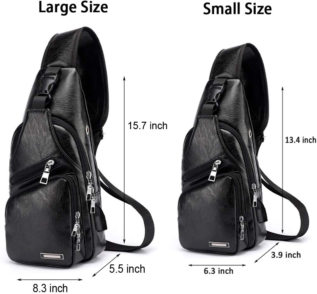 Seoky Rop Men's Sling Bag Small Chest Crossbody Shoulder Bag with USB Charging Port