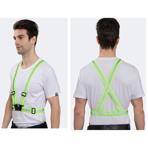 2Pack Reflective Vest Running Gear, Safety VES Adjustable High Visibility for Night Cycling, Highking, Dog Walking, Jogging (Green+Pink)