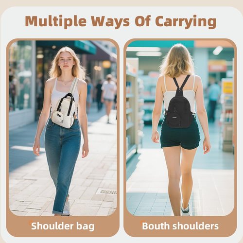 Geelraqaly Sling Bag, Women, Nylon, Small, Lightweight, Waterproof Multi functional Leisure Day, Mini Backpack,carried by hand, Travel