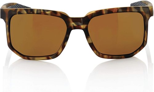 100% Centric Angular Frame Sunglasses - Durable, Lightweight Active Performance Eyewear w/Rubber Temple & Nose Grip (Soft TACT Havana - Bronze PEAKPOLAR Lens)