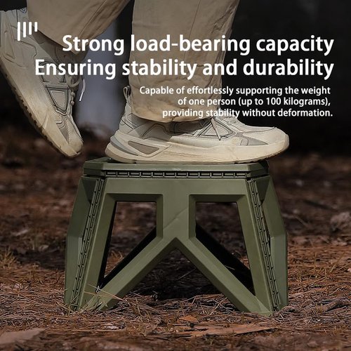 QUMOX Step Stool for Adults, Folding Step Stool with Load Capacity of 220 Pounds, Small Steps Conveniently used as Stools to Sit on for Camping/Outdoor/Indoor/Bedroom/Bathroom (Khaki)