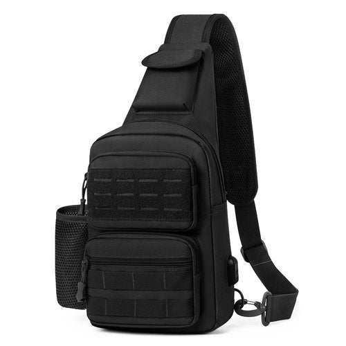 BAIGIO Tactical EDC Sling Bag Military One Strap Shoulder Backpack Molle Range Bags Chest Pack (#01-Black)