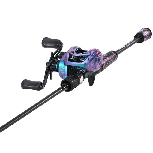 One Bass Fishing Rod Reel Combo, Colorful Fishing Reel, Spinning & Baitcasting Fishing Pole with SuperPolymer Handle-Casting- 6'0" -Right Handed