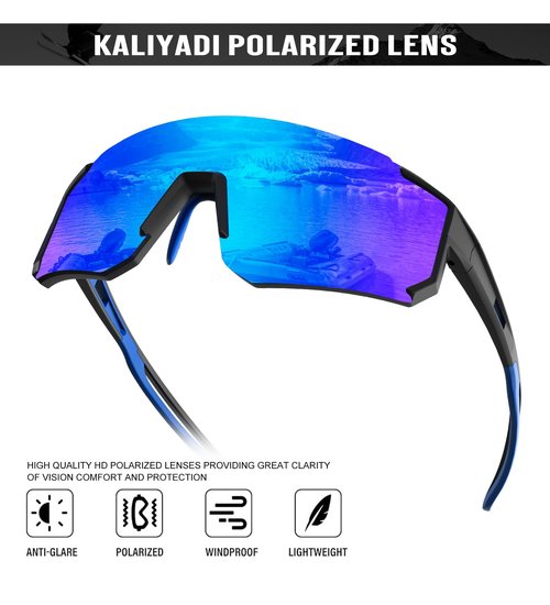 KALIYADI Polarized Sunglasses-for-Men Sports Sunglasses: Mens Running Sun Glasses UV400 Protection for Cycling Baseball
