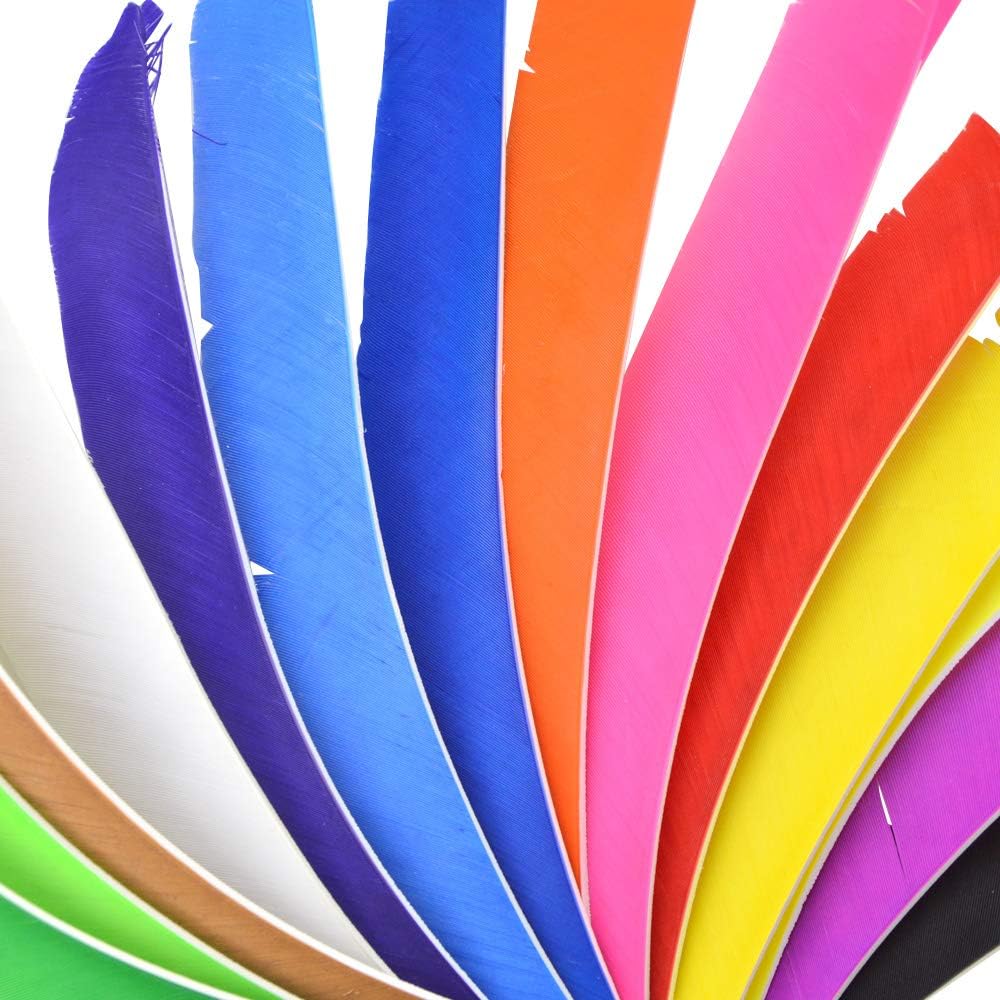 ZSHJGJR 50 Pack Archery Arrow Spiral Twist Wrap Full Length Feathers Left Wing Feathers Fletches Fletching (8-11inch) for Flu-Flu Arrows