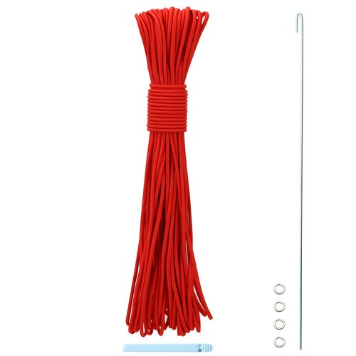 Tent Pole Shock Cord 1/8 inch 60ft, Replacement Shock Cord for Tent Rod, Tent Pole Repair Kit, Elastic Bungee Cord,Elastic Cord with Lead Wire/Washers/Clip (Red)
