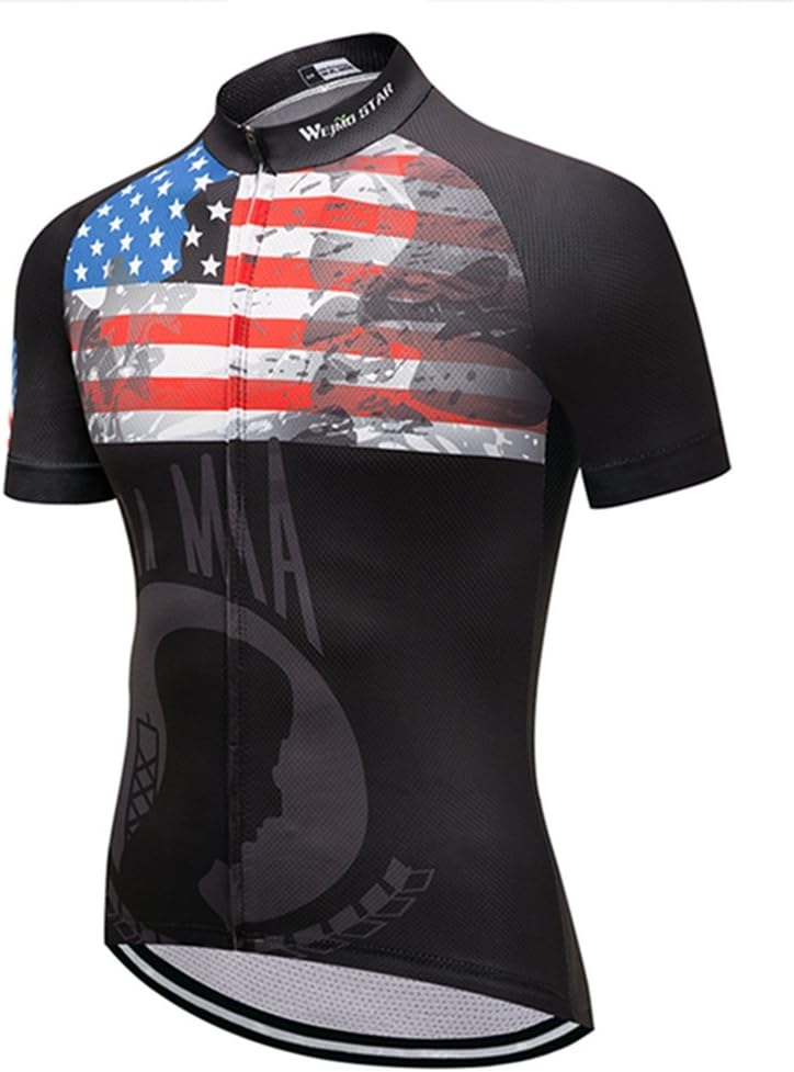 Weimostar Men's USA Cycling Jersey Short Sleeve Biking Shirts Breathable with Pockets