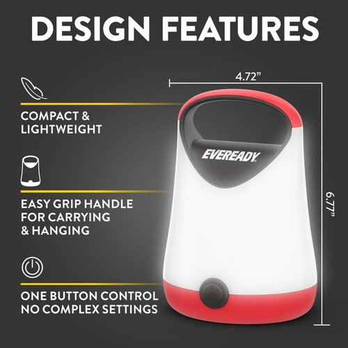 Eveready LED Camping Lantern, Bright Battery Powered Lantern, Water Resistant Hurricane Supplies, 100 Hour Run-time, Pack of 2