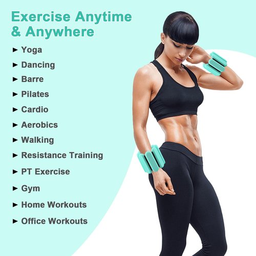 Wrist Weights for women,Wrist Ankle Weights for Strength Training,Graded Silicone Weighted Bracelet for Walking, Running, Yoga, Aerobics, Adjustable Training Intensity ankle weights for Women Set of 2 (1Lb Each)（Green）