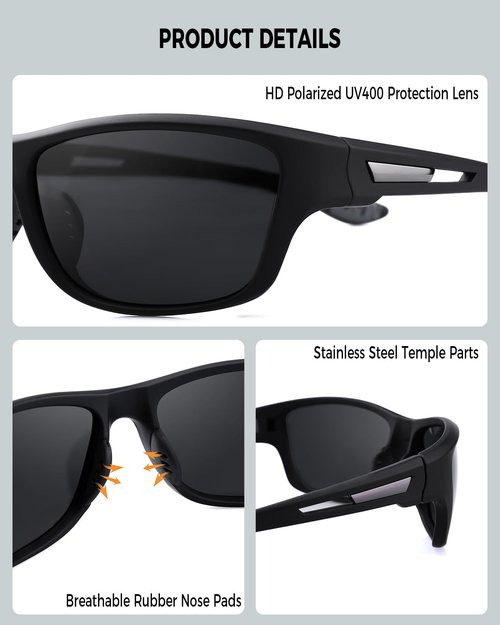 FIMOSON Polarized Sports Sunglasses for Men Women UV400 Protection Glasses Wrap Around Goggles for Driving Fishing Golfing