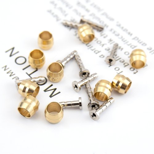 Juxiamal 10 Set Bicycle Olives and Barbs Insert Brass Connecting Insert Hydraulic Disc Brake Hose Olive Connector Component Insert Replacement Compatible with Brake Hose (BH90)