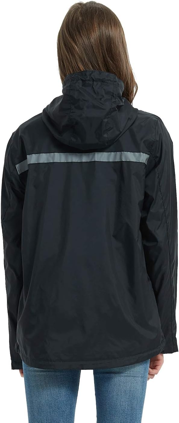 SUNDAY ROSE Women Rain Jacket Lightweight Waterproof Raincoat Hooded Windbreaker