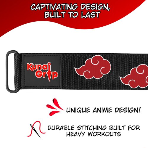 Kunaigrip Anime Weight Lifting Hooks (Pair) with Heavy Duty Wrist Straps for Men and Women - Ultimate Grip Support for Deadlifts, Pull Ups, Powerlifting, Shrugs and More