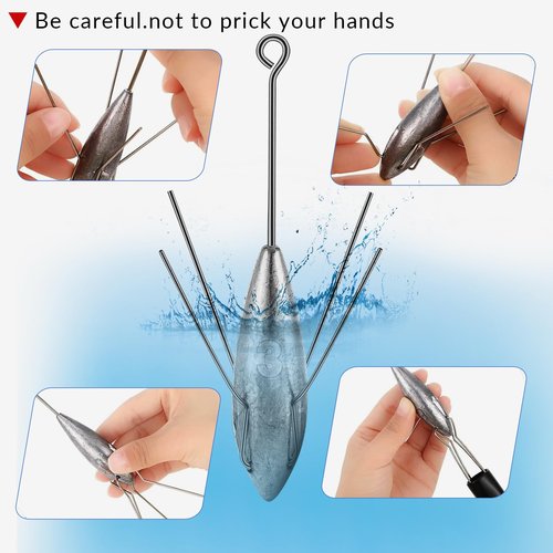 5 Pcs Sputnik Sinkers Surf Fishing Weight, Fishing Equipment Long Tail Fishing Weights Saltwater Surf Casting Sinkers,Fishing Weights Sinkers Spider Weights Surf Casting Sinkers (3 Ounces)