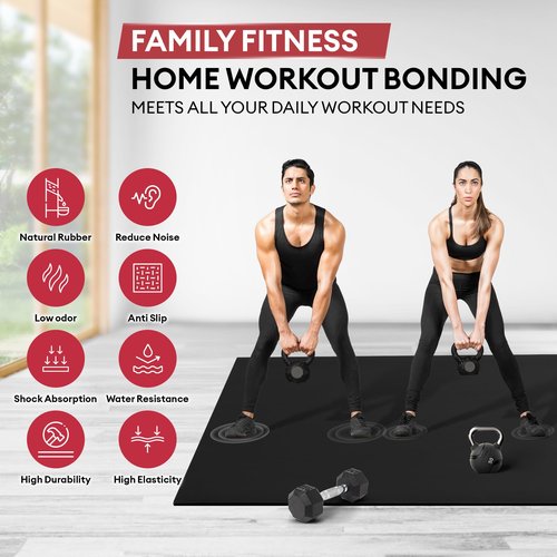 Yes4All 6'x4' Thick Rubber Exercise Mat for Floor Workouts, Durable & Low-Odor Large Gym, Non-Slip Workout Mats for Indoor/Outdoor