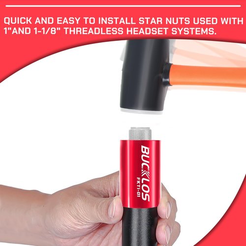 BUCKLOS Bike Bicycle Fork Star Nut Setting Install Tool for 1-1/8" Fork Tubes, with Replaceable Screws and Free Star Special Nuts Headset System Installer for Mountain Bicycle Road Bicycle MTB