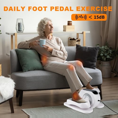 Zakle Under Desk Elliptical Machine, Electric Elliptical Training Machine for Seniors w/Remote Control, 12 Speed Levels, Manual & Auto Mode, Quiet Seated Pedal Exerciser for Home Office (White)